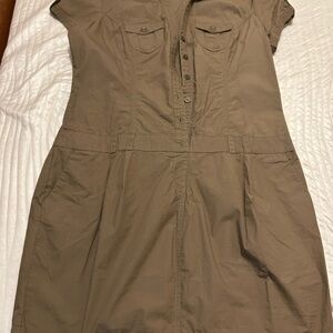 Brown A-Line Mini Dress with Cap Sleeves